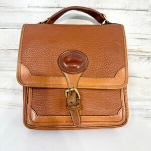 Vintage Dooney & Bourke Messenger Handbag Tan Leather Square - missing strap